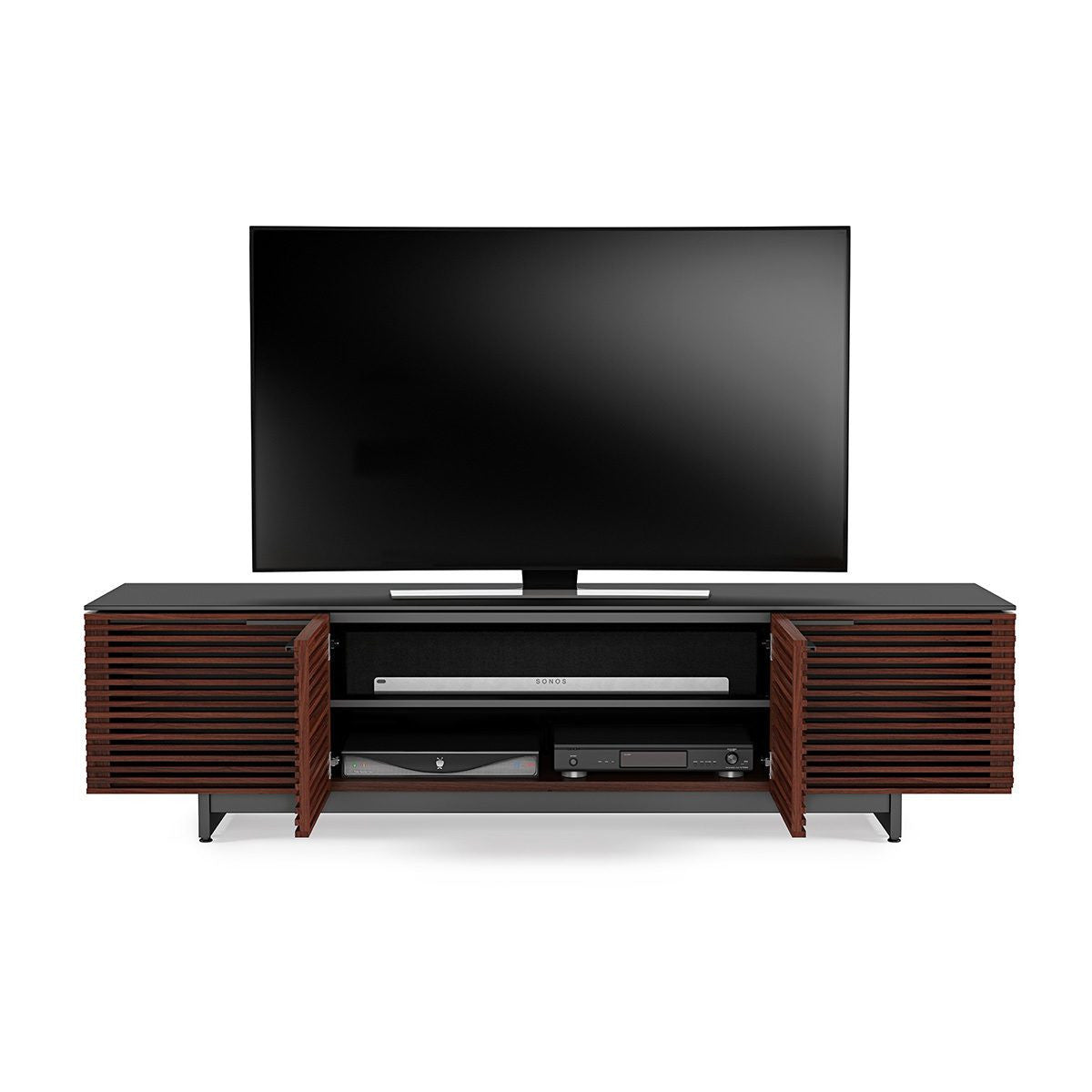 BDi Corridor® 8173 - Quad Width Low Media Console - Chocolate Stained Walnut - Affordable Modern Furniture at By Design