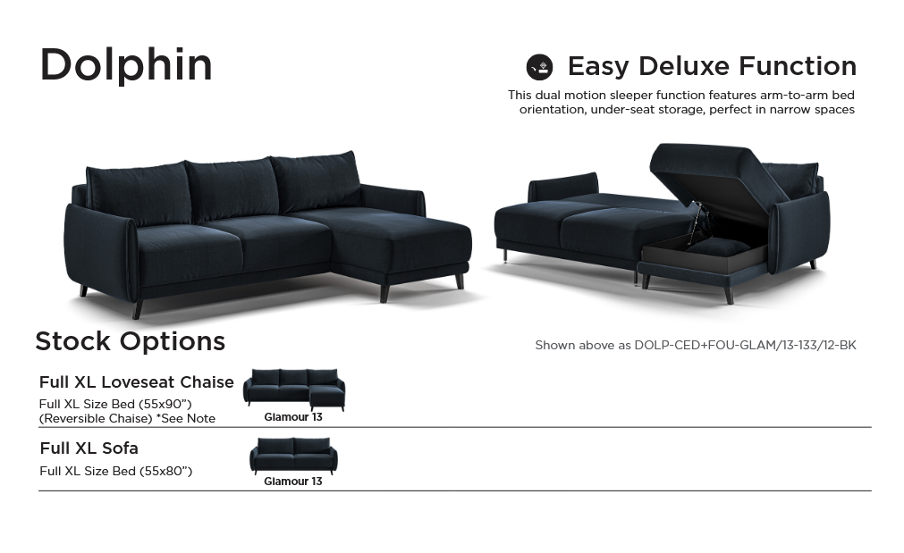 Luonto Dolphin Full XL Sofa-Sectional Sleeper Collection