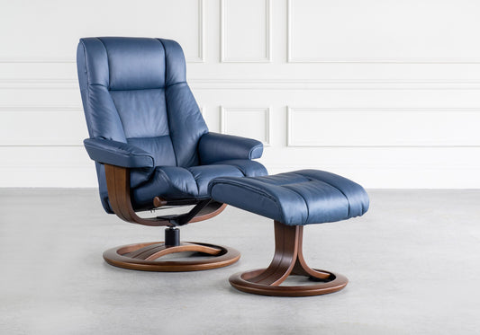 H2 Seating MAGIC Leather Recliner with ottoman -Midnight (QS)