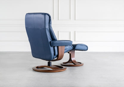 H2 Seating MAGIC Leather Recliner with ottoman -Midnight (QS)