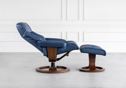 H2 Seating MAGIC Leather Recliner with ottoman -Midnight (QS)