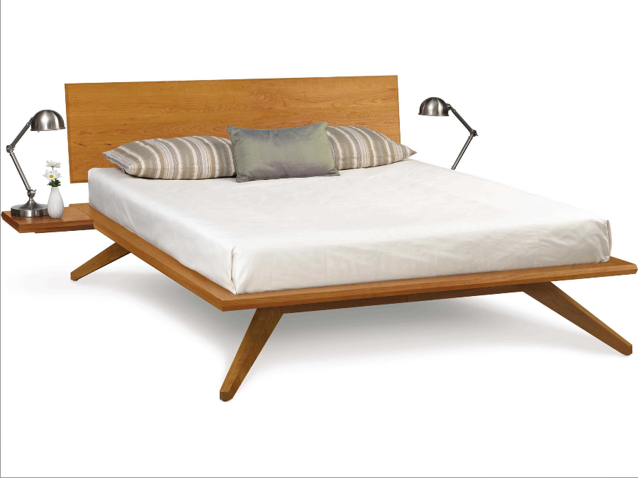 Astrid Bed with Two Shelf Nightstands and Single Adjustable Headboard by Copeland Furniture (In-stock) - Affordable Modern Furniture at By Design 