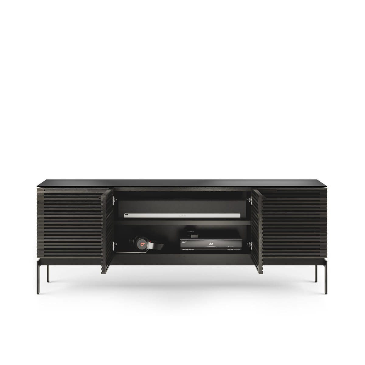 BDi Corridor® SV 7129 - Quad Media Console - Charcoal Stained Ash - Affordable Modern Furniture at By Design 