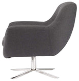 Greta Occasional Chair in Dark Grey Wool and Polished Stainless Base by Nuevo - Affordable Modern Furniture at By Design 