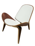 Nuevo Artemis Lounger Chair in White Leather and American Walnut - Affordable Modern Furniture at By Design 