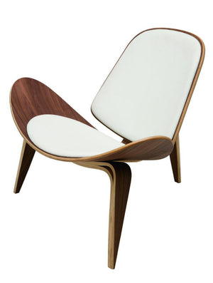 Nuevo Artemis Lounger Chair in White Leather and American Walnut - Affordable Modern Furniture at By Design 